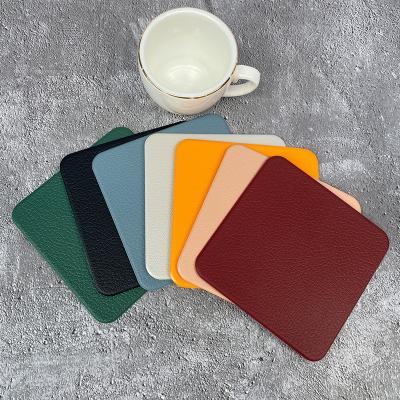 China Viable Customizable Square Faux Leather Mug Mat, Coffee Beer Coasters for sale