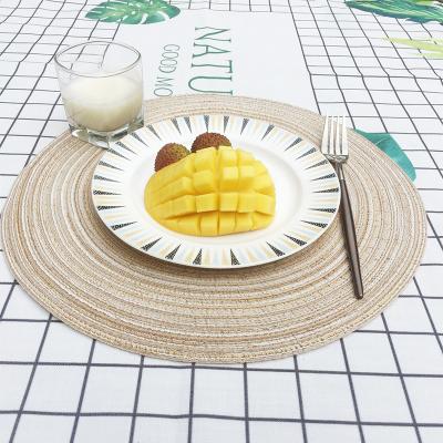 China Sustainable Round Woven Cotton Place Mat Table Dish Mat Non-Slip Insulation Dinner Mat for sale