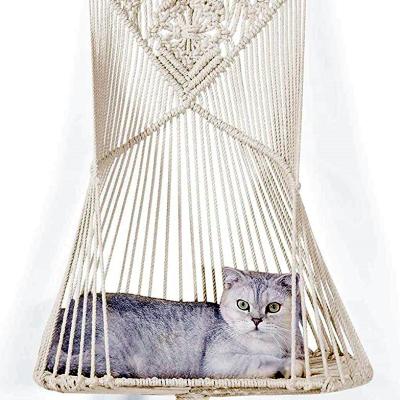 China Breathable Manufacturers Sell - High Quality Cotton Rope Indoor Macrame Woven Fringed Cat Hammock, Small Pet Hammock Suitable for Small Pet for sale