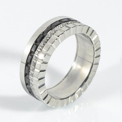 China Fashion New Product High Quality Modern Black Ceramic Ring Inlay Ring Sliver Ceramic Sliver Rings for sale