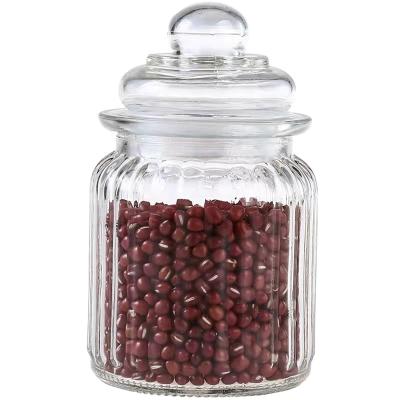 China Transparent Glass Kitchen Jar Food Seasoning Pickle Storage Bottle Honey Jam Tea Storage Glass Sealed Jar for sale