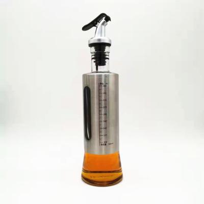 China Kitchen Tools Oil Dispenser Bottle Stainless Steel Olive Oil Stored Glass Bottle for sale