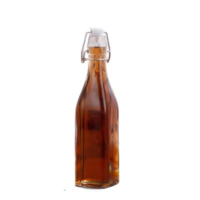 China Supply High Quality 450ml Amber Clear Beverage Lock Cap CLASSIC Beer Bottle From Beverage Bottleglass Manufacturer for sale