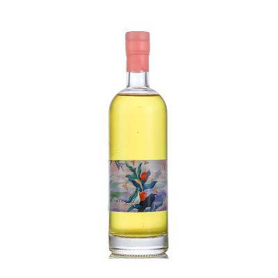 China Wholesale Beverage Fruit Wine Frosted Glass Bottle Brandy Whiskey Vodka Glass Bottle for sale