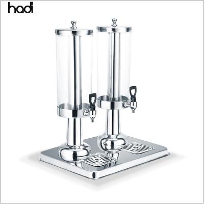 China Commercial Cold Silver HADI Buffet Utensils Dispenser Beverage Dispenser Acrylic Juice Container Supplier 2 Beverage Display for sale