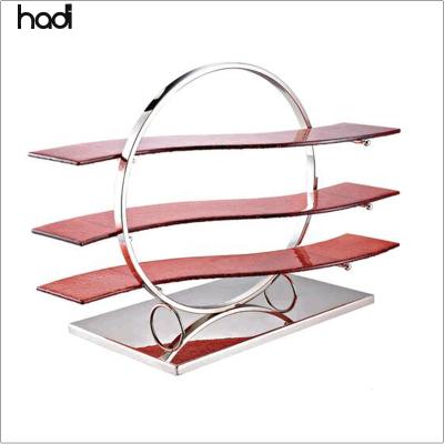 China Luxury wedding party decoration food table display/food stand/buffet food display stand with red glass top for sale