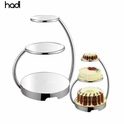 China Modern Supplying Equipment Buffet 3 Tier Wedding Round Cake Stand Dessert Silver White Acrylic Cake Stands Sale for sale