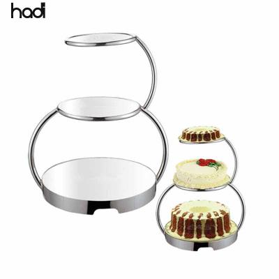 China HADI Modern Wedding Serving Supply Table Take Care Surprise Birthday Cake Stands 3 Tier Round White Cake Stand Acrylic Crystal Wedding for sale