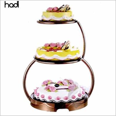 China HADI Equipment Modern Unique Sourcing High Quality 3 Tier Wedding Cake Stand Round Mounted Gold Copper Acrylic Cake Stands Wholesale for sale