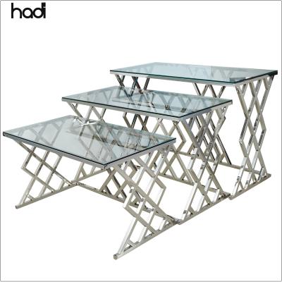 China Exit Royal Door Equipment Tempered Glass Top Tempered Glass Top Wedding Stainless Steel Restaurant Hotel Mirror Clear Buffet Table for sale