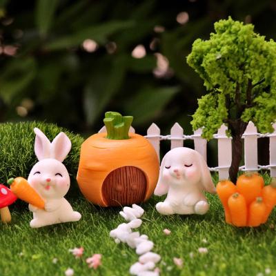 China Resin Christmas White Rabbit Easter Figurine Micro Landscape Home Decor Miniature Fairy Garden Decoration Accessories Modern Figure for sale