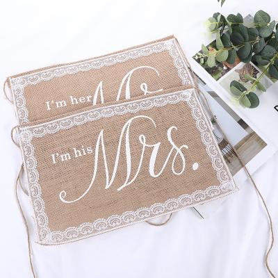 China Jute & Manganese Steel Wire Mr Mrs Wedding Love Wood Display Easels Rustic Wedding Engagement Decor Wedding Frame Painting Poster Weeding Table Decor for sale