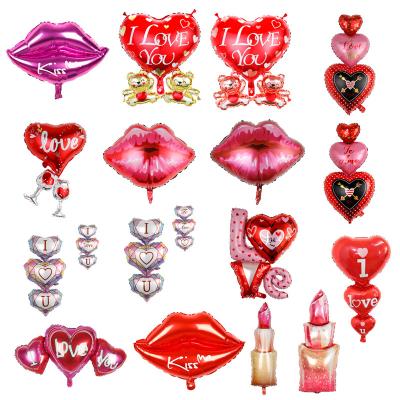 China Foil Valentine's Day Lipstick Shape Foil Balloon Proposal Party Supplies Wholesale Balloons Cartoon Balloons Decorative Supplies for sale