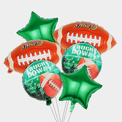 China Gift Toy 6Pcs rugby Balloon Set Rugby Field and Football Aluminum Foil Balloon Suitable for Tailgate Game Day Birthday Party Balloon for sale