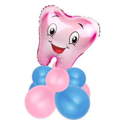 China Party Large Smile Tooth Foil Balloons Baby Boy Girl Teeth Theme Birthday Party Helium Inflatable Globos Hospital Tooth Model Toys for sale