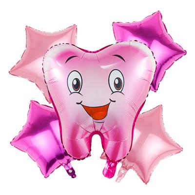 China Party Tooth Foil Balloons First Tooth Party Decoration Baby Shower Boy Girl Birthday Party  Kids Toys Pink Blue Large Tooth Balloons for sale