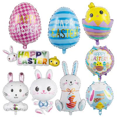 China Party supplies New Easter Bunny Foil Balloons Happy Easter Birthday party Scene Decoration rabbit Balloon Supplies Toys Eggs and Hen for sale