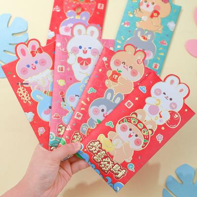 China Paper 2023 New Year Spring Hongbao Festival Red Envelopes Cute Rabbit for Red Pockets Lucky Money Packets Cartoon Gift Bag for sale