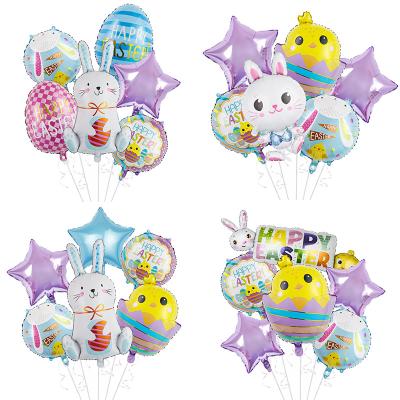 China Party supplies New 2023 Easter Bunny Foil Balloons Set Happy Easter Birthday party Scene Decoration rabbit Balloon Supplies Toys Eggs and Hen for sale