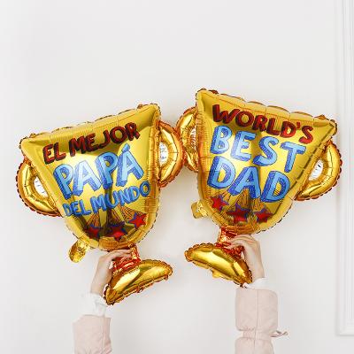 China Gift Toy Spanish and English Father day balloons papa party supplies best papa Trophy champion for father party decorations super papa for sale