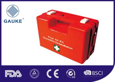 China Durable Red Medical First Aid Kit In ABS Box Empty Box With Wall Bracket for sale