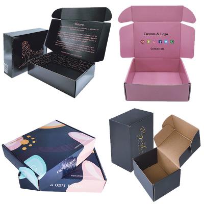 China Recyclable Customized Logo Printing Box Pink Corrugated Cardboard Mailing Cosmetics Mailing Box Clothes Perfume Packaging For Personal Care for sale