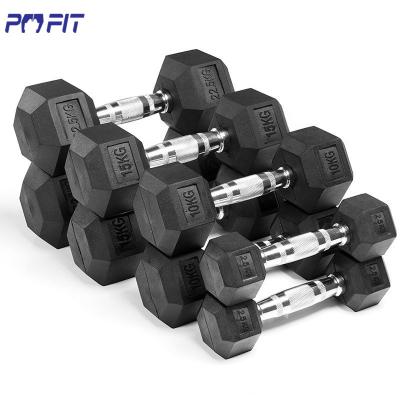 China Weightlifting Lifefitness Dumbbell Rizhao Dumbell Set Mancuernas Pesa Rubber Hex Dumbbell for sale