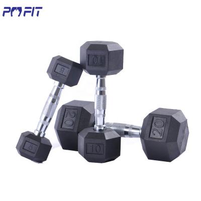 China China Manufacturer Weight Lifting Dumbbells Black Color Cheap Rubber Coated Hex Dumbbell for sale