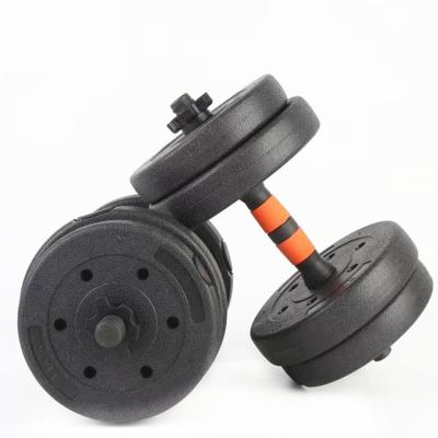 China Custom PE Eco-friendly Adjustable Sand Dumbbell Weight 15kg 20kg 25kg 30kg 35kg 40kg Plastic Empty Dumbbell Set for sale