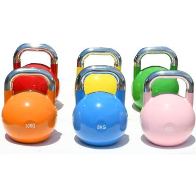 China Cross Fit 32kg Weightlifting Competition Training Kettle Bell Set Stainless Chrome Handle Competition Kettlebell for sale