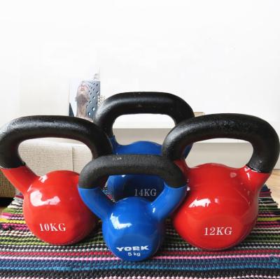 China Bodybuilding fitness 16kg 20kg 32 kg 40 kg colored vinyl kettlebell set yoga fitness kettle bell for sale