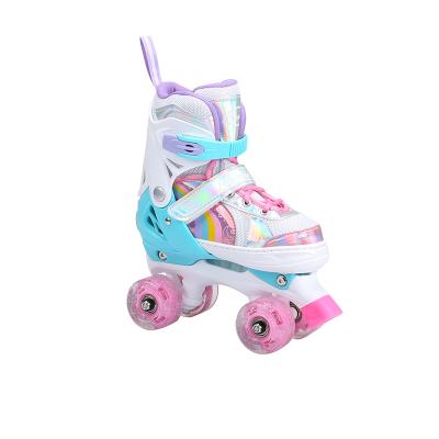 China New PVC Fashion OEM Service Boys All Season Use Mesh PVC Rubber Genuine Leather Double Row Outdoor Roller Skate for sale