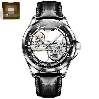 China Water Resistant Olevs 6661 Classic Ultra Thin men leather Luxury transparent Luminous Customized Case Fashion Men Automatic Mechanical Watch for sale