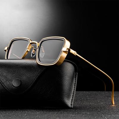 China Designer sunglasses authentic Driving Glasses New Trendy Men Brand Designer Glasses Hot Thick Frame Metallic Retro Square India Sunglasses for sale