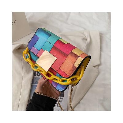 China Other Color Grid Design Women Chain Messenger Classical Buckles Handbag Fashion Cross-body Bag Leather Shoulder Bag for sale