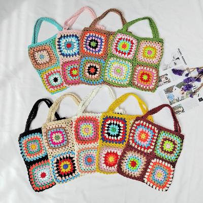 China Portable Factory Granny Square Handmade Crochet Single Shoulder Tote Handbag for sale