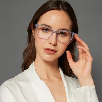 China Hot sale gradient color acetate spectacle frames square transparent clear optical eye glasses for women and ladies for sale