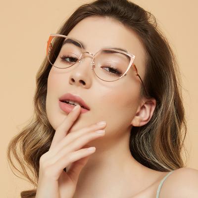 China Hot sale ladies ultralight metal optical glasses frames cat eye eyewear anti blue light glasses for women à venda