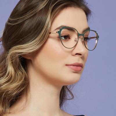 중국 NEW Design Building Block Style Metal Optical Eyeglasses Frames Computer Blue Light Blocking Glasses Unisex Eyewear 판매용