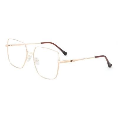 China Oversized High Quality Retro Fashion Design Polygonal Frame Spring Hinges Low Layer Paint Metal Glasses Frames en venta