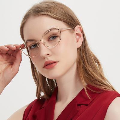 China YC OPTICAL 2022 Innovative trendy double rim eyeglasses frames cat eye womens glasses ce certification metal eyewear en venta