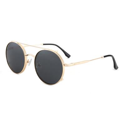 China Vintage Steampunk Flip Up Sunglasses Women Men Oval Double Layer Clamshell Frame Sun Glasses Male Oculos for sale