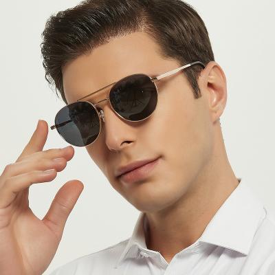 China 2022 high end luxury double bridge round polarized TAC UV400 circle metal sunglasses for womens mens for sale