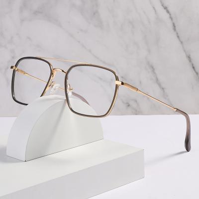 China Ultralight double bridge eyeglasses frames Windsor slim acetate wrap with metal combination optical blue light blocking glasses for sale