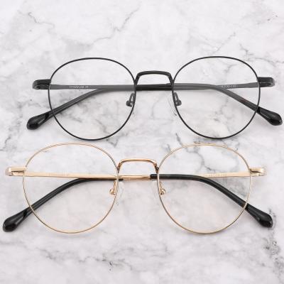 China YC Fashion gold round optical frames retro eyeglasses frames vintage titanium glasses eyewear for womens mens for sale