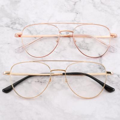 China YC Factory ready stock high quality eyewear blonde double bridge aviation pure titanium optical eyeglasses frames for sale