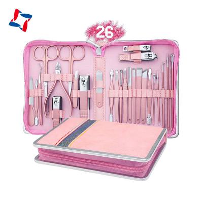 China Women Manicure Gift 26pcs Manicure Pedicure Set Pedicure Kits High Quality Single Item Leather Package Wholesale for sale