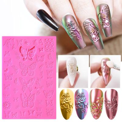 China Wholesale DIY Nail Art 2021 Nail Art Silicone Printing Template 3D Relief Nail Mold for sale