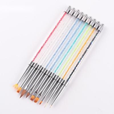 China Finger Nail Art Factory Price Nail Art Liner Brushes Popular 9 Pcs Nail Brushes Kolinsky Brushes for sale