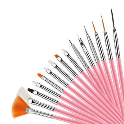 China Wholesale New Professional Acrylic Nail Art Brushes 15pcs Finger Nail Handle Set Manufacturer for sale